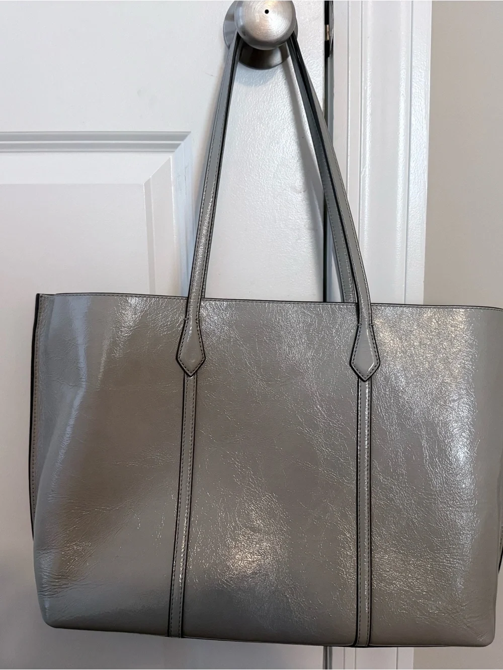 Tory Burch Light Gray Leather Tote
